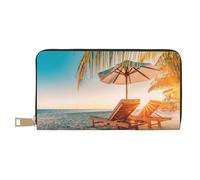 Deck Chairs On The Beach In Summer Long Faux Leather Clutch Chic Stylish Women'S Wallets For Modern Women Large Capacity Card Holder And Organizer Pockets Durable Purse Handbag For Everyday Travel