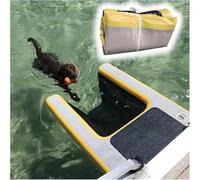 Deck Floating Pad Pool Dog Ramp Portable Inflatable for Dock Lake Boat Up to 60kg Dogs, EVA Puppy Float Ramp Dog Water Ladder with Manual Air Inflation Pump(Yellow)