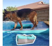 Deck Floating Pad Pool Dog Ramp Portable Inflatable for Dock Lake Boat Up to 60kg Dogs, EVA Puppy Float Ramp Dog Water Ladder with Manual Air Inflation Pump(Green)