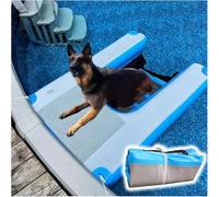 Deck Floating Pad Pool Dog Ramp Portable Inflatable for Dock Lake Boat Up to 60kg Dogs, EVA Puppy Float Ramp Dog Water Ladder with Manual Air Inflation Pump(Blue)
