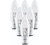 DECK INN 8 x Halogen Energy Saving Light Bulb 42W=55W=60W BC B22 Bayonet Cap Candle Light Bulb 2700K 650LM Warm White [Energy Class D]