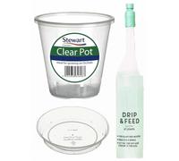 DECK INN Clear Orchid Kit Pots with Holes, Saucer with Drip feed 18.5 cm Plastic Orchid Planter Kit for Indoor and Outdoor 1 Saucer 1 Pot 1 Drip feed 32ml