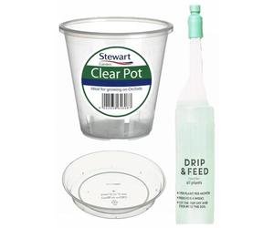DECK INN Clear Orchid Kit Pots with Holes, Saucer with Drip feed 18.5 cm Plastic Orchid Planter Kit for Indoor and Outdoor 1 Saucer 1 Pot 1 Drip feed 32ml