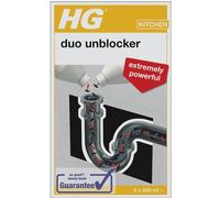 DECK INN ® Drain Unblock HG Duo Unblocker Extremely Powerful, Kitchen Bathroom Sink, Pipe Cleaner, Plug Hole Liquid & Hair Unblocker (2x 500ml)