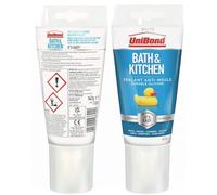 DECK INN ® Easy Apply White Sealant UniBond Bath & Kitchen Anti-Mould Sealant (White) Silicone for Kitchen and Bathroom 1 x 150 g Tube sealant