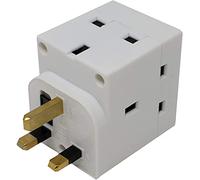 DECK INN Indoor UK Plug Multi Adaptor 3 Way - Fitted With 13A Fuse White