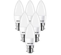 DECK INN Pack of 2 B22 LED Candle Light Bulbs,6W=9W=60W 600lm, Daylight 6500K, C35 BC B22 Bayonet Cap LED Bulbs [Energy Class A+]