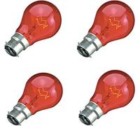 DECK INN Pack of 4 40W Red Fireglow Light Bulbs Bayonet BC B22 for Flame Effect Electric Fires