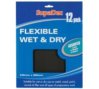 DECK INN ® SupaDec 12pcs Flexible Wet & Dry Assorted Sheet Fine/Medium/Coarse Super Flexible 23x28cm 12 Pack For Woodworking Metal Varnish filler Paint Work Keying Plater Prep work paper 230x 280mm