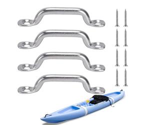 Deck Loop Pad Eye - 4x Heavy Duty Tie Downs Anchors | Stainless Steel Footman Loops with Flat Head Screws, Rustproof Mount for Boat, Kayak, Marine Repair, Daily Maintenance, Outdoor Use