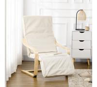 HOMCOM Lounge Chair Recliner Adjustable Footrest Home Cream White