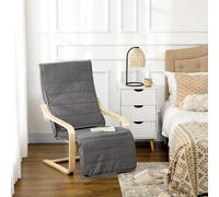 HOMCOM Wooden Lounging Chair Deck Relaxing Recliner Lounge Seat With Adjustable Footrest and Removable Cushion - Dark Grey, Grey