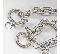 Deck Man 316 Stainless Steel Boat Anchor Chain with 2 Pcs Anti-Off Shackles, Marine Grade (3/8, Silver, 6FT)