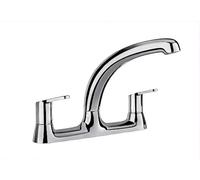 Deck Mixer with Twin levers Cygnus by Piralla - Dual Flow and Quarter Turn valves, Rust Free Resistant Chrome Finish