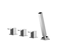 Deck Mount Square 4 Tap Hole Bath Shower Mixer Tap with Kit Chrome Balterley Silver One Size