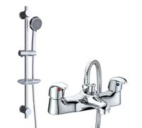 Deck Mounted Bath Filler Shower Mixer Slider Rail and Handset Kit