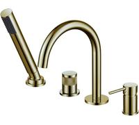 Deck Mounted Bath Mixer Tap Black Gooseneck Spout Single Lever Shower Mixer Tap with Diverter Valve