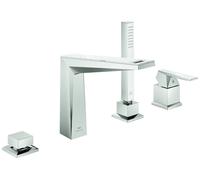 Deck Mounted Bath Tap Grohe Allure Brilliant Private Collection angular, 4 holes Supersteel/White Attica 29525DC0