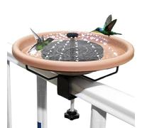 Deck Mounted Bird Bath - Railing Bird Feeder With Solar Fountain | Solar-Powered Bird Bath Fountain For Garden Decor, Fence Clamp Bird Bath For Hummingbirds And Small Birds, Metal+ABS
