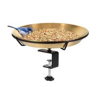 Deck Mounted Bird Bath with Clamp Deck Metal Feeder