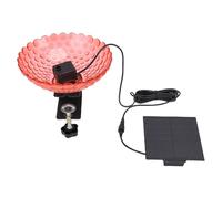 Deck Mounted Bird Bath with Solar Fountain, Solar Bird Bath Bubbler Bird Feeder with Adjustable Clamp for Outdoor Garden Balcony Porch (Red)