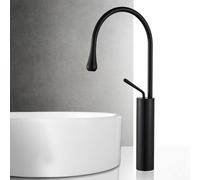 Deck Mounted Brass Tap for Bathroom Basins with Traditional Compatibility and Contemporary Visual Language (Black L)
