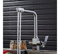 Deck Mounted Filter Kitchen Faucets Mixer Tap 360 Rotation with Water Purification Features Mixer Tap Crane Dual Handle 3 Way Faucet Golden(Cromo)