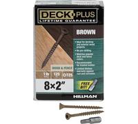 Deck Plus Wood Screws, Brown Exterior Screws, 2" x #8, 1lb