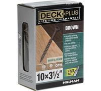 Deck Plus Wood Screws, Brown Exterior Screws, 3-1/2" x #10, 1lb
