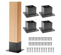 Deck Post Bases, 4x4 Wood Fence Post Base Kit Heavy Duty Thick Steel Post Brackets with Wood Screws(4pcs)