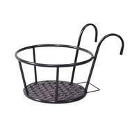 Deck Railing Plant Hanger - Black Wire Pot Holder, Round Metal Hanging Railing Planters, Metal Fence Planter Pot, Heavy Duty Hanging Plant Bracket for Indoor Outdoor Windowsill Deck Garden Patio Porch