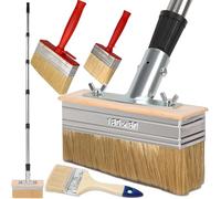 Deck Stain Brush with Long Handle 7 Inch Deck Stain Applicator with 5.25ft Extension Pole Paint Brushes for Wood 4" 5" Deck Brush for Walls Quick Decking Fence Furniture