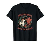 Deck The Halls Ignite The Wyverns Holiday Fantasy Graphic T-Shirt