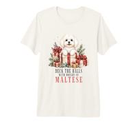 Deck The Halls with Boughs of Maltese Christmas Premium T-Shirt