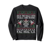 Deck The Halls With Skulls And Bodies Viking Christmas Ugly Sweatshirt