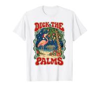 Deck The Palms Christmas Cruise Flamingo Tropical Funny T-Shirt