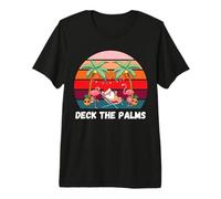 Deck the Palms - Christmas in July Santa Drinking a Cocktail Premium T-Shirt