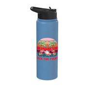 Deck the Palms - Christmas in July Santa Drinking a Cocktail Stainless Steel Insulated Water Bottle