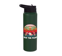 Deck The Palms - Christmas in July Santa Drinking a Cocktail Stainless Steel Insulated Water Bottle
