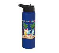 Deck the Palms Dabbing Santa Xmas Tropical Beach Surfing Stainless Steel Insulated Water Bottle