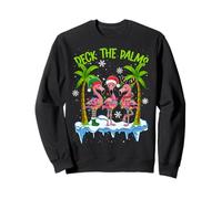 Deck the Palms Flamingo Christmas Lights Palm Tree Family Sweatshirt