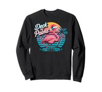 Deck the Palms Flamingo Tropical Christmas Lights Palm Tree Sweatshirt