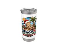 Deck The Palms Funny Tropical Christmas Beach Santa Holiday Stainless Steel Insulated Tumbler