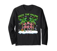 Deck The Palms Tree Flamingo Tropical Christmas for Women Long Sleeve T-Shirt