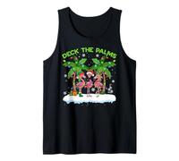 Deck The Palms Tree Flamingo Tropical Christmas for Women Tank Top