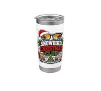 Deck The Palms Tropical Christmas Beach Snow Birds Santa Stainless Steel Insulated Tumbler