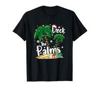 Deck The Palms Tropical Hawaii Christmas Palm Tree Lights T-Shirt