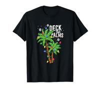 Deck The Palms Tropical Hawaii Christmas Palm Tree Lights T-Shirt