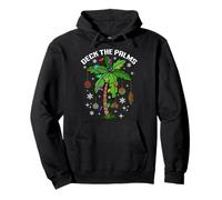 Deck the Palms Tropical Winter Christmas Lights Palm Tree Pullover Hoodie
