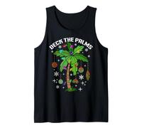 Deck The Palms Tropical Winter Christmas Lights Palm Tree Tank Top